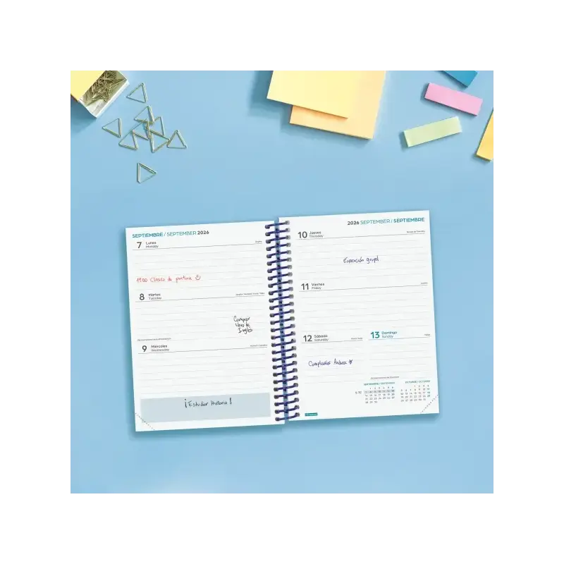 Finocam Diva Agenda Escolar 26/27 - Semana Vista Horizontal - Formato 8º - 120x164mm - Tapas de Carton Forrado - Papel de 80g/m2