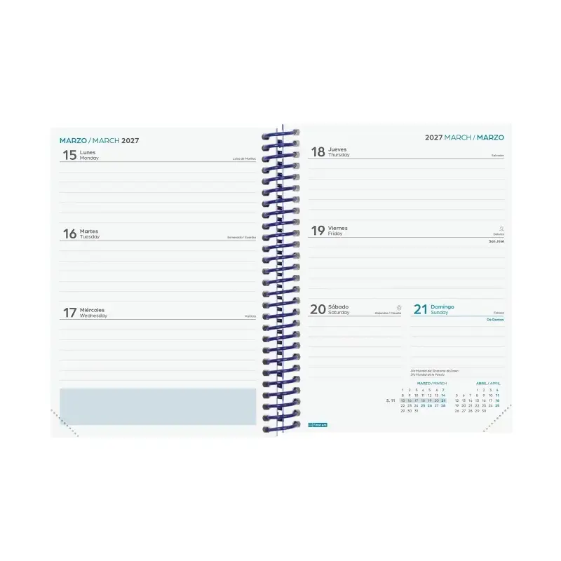 Finocam Diva Agenda Escolar 26/27 - Semana Vista Horizontal - Formato 8º - 120x164mm - Tapas de Carton Forrado - Papel de 80g/m2