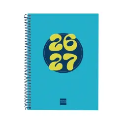 Finocam Cool Agenda Escolar 26/27 - Semana Vista Horizontal - Formato 4º - 155x212mm - Tapas de Carton Forrado - Papel de 80g/m2