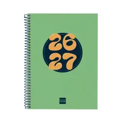 Finocam Cool Agenda Escolar 26/27 - Semana Vista Horizontal - Formato 4º - 155x212mm - Tapas de Carton Forrado - Papel de 80g/m2