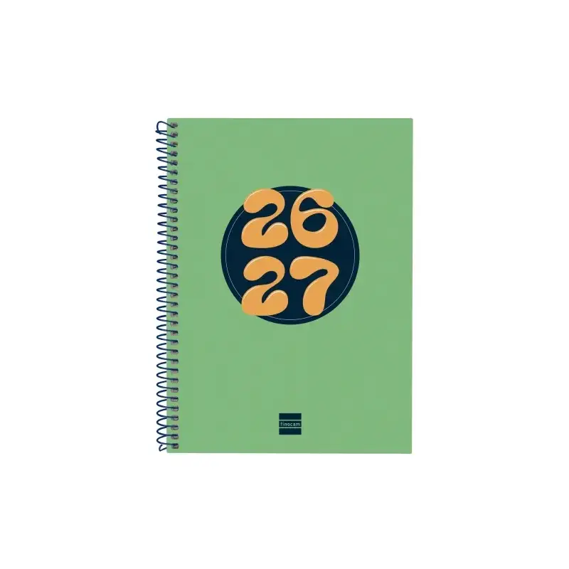 Finocam Cool Agenda Escolar 26/27 - Semana Vista Horizontal - Formato 4º - 155x212mm - Tapas de Carton Forrado - Papel de 80g/m2
