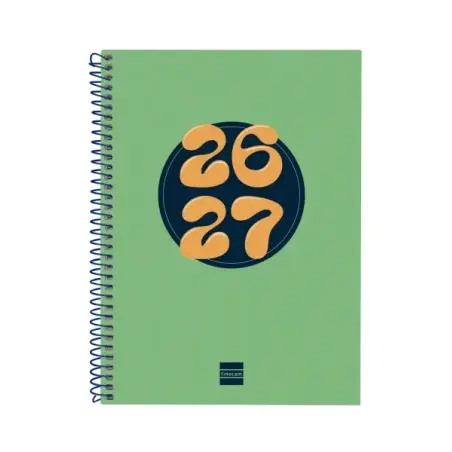 Finocam Cool Agenda Escolar 26/27 - Semana Vista Horizontal - Formato 4º - 155x212mm - Tapas de Carton Forrado - Papel de 80g/m2
