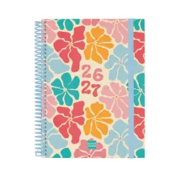 Finocam Diva Agenda Escolar 26/27 - Semana Vista Horizontal - Formato 4º - 155x212mm - Tapas de Carton Forrado - Papel de 80g/m2