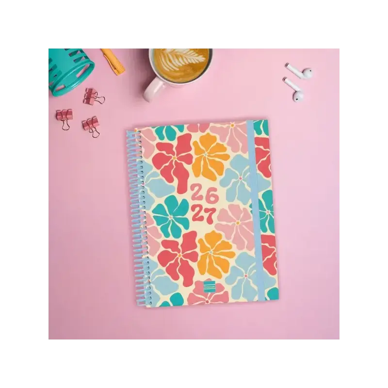Finocam Diva Agenda Escolar 26/27 - Semana Vista Horizontal - Formato 4º - 155x212mm - Tapas de Carton Forrado - Papel de 80g/m2