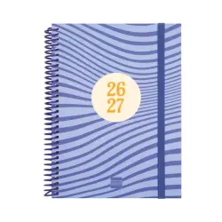Finocam Diva Agenda Escolar 26/27 - Semana Vista Horizontal - Formato 4º - 155x212mm - Tapas de Carton Forrado - Papel de 80g/m2