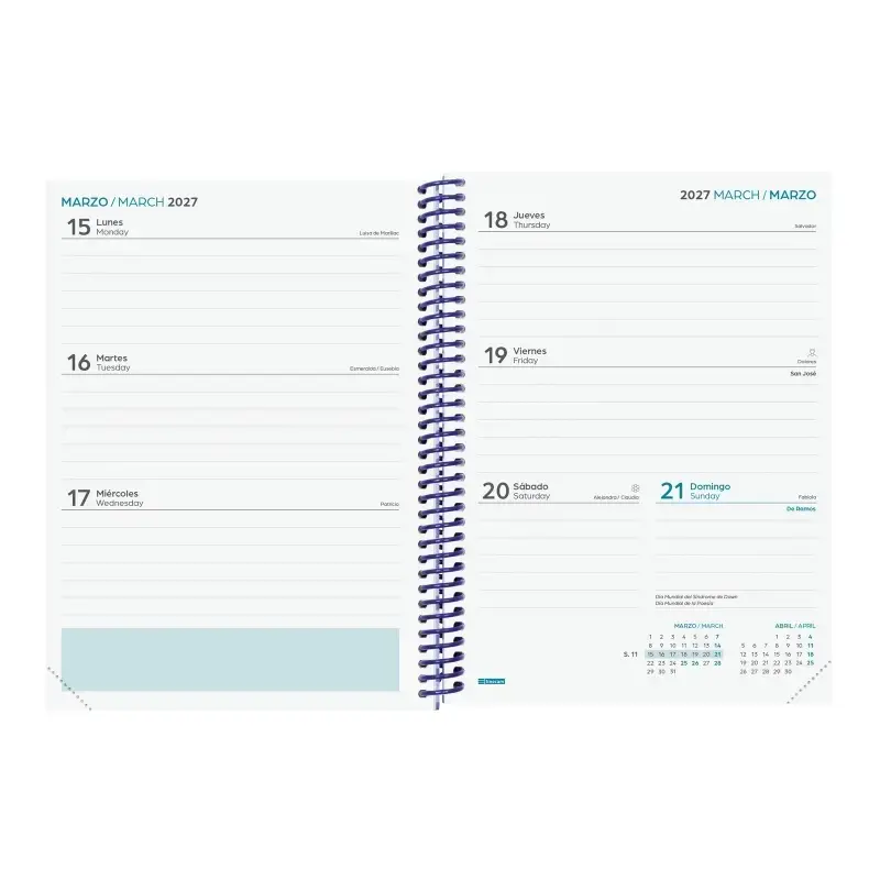 Finocam Diva Agenda Escolar 26/27 - Semana Vista Horizontal - Formato 4º - 155x212mm - Tapas de Carton Forrado - Papel de 80g/m2