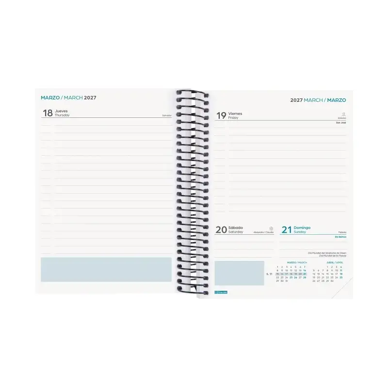 Finocam Cool Agenda Escolar 26/27 - 1 Dia por Pagina - Formato 8º - 120x164mm - Tapas de Carton Forrado - Papel de 80g/m2 - Espi