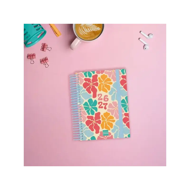 Finocam Diva Agenda Escolar 26/27 - 1 Dia por Pagina - Formato 8º - 120x164mm - Tapas de Carton Forrado - Papel de 80g/m2 - Espi