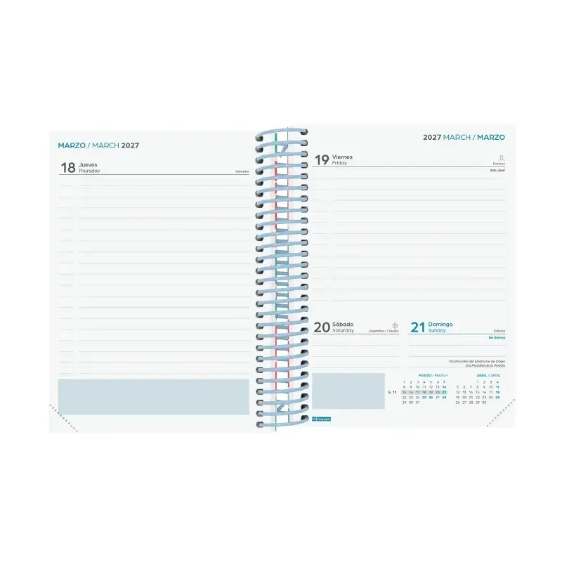 Finocam Diva Agenda Escolar 26/27 - 1 Dia por Pagina - Formato 8º - 120x164mm - Tapas de Carton Forrado - Papel de 80g/m2 - Espi