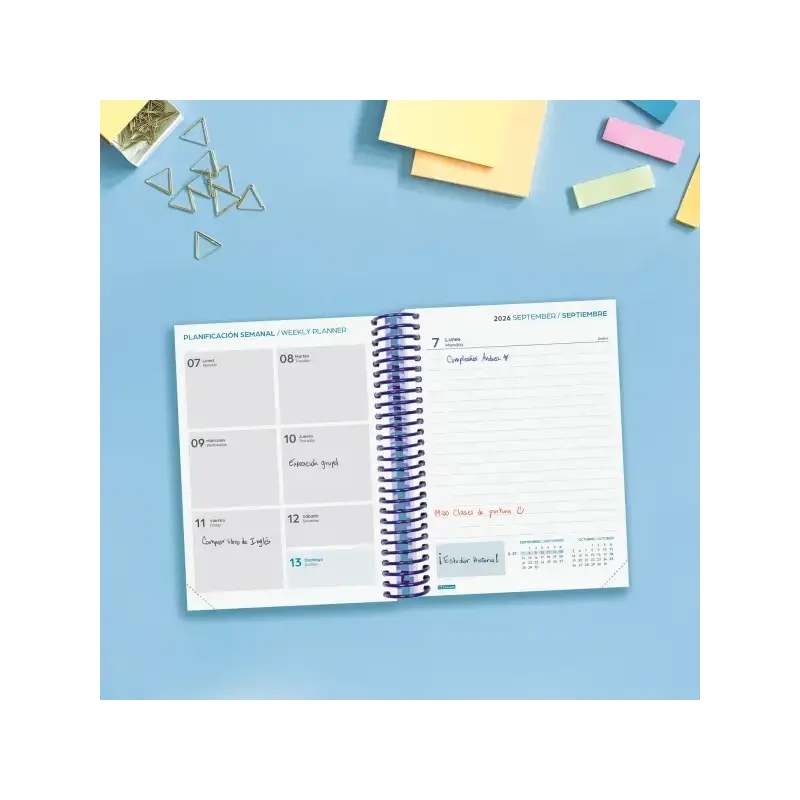 Finocam Diva Agenda Escolar 26/27 - 1 Dia por Pagina - Formato 8º - 120x164mm - Tapas de Carton Forrado - Papel de 80g/m2 - Espi