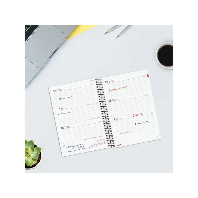Finocam Espir Agenda Escolar 26/27 - Semana Vista Horizontal - Formato E8 - 120x171mm - Tapas de Polipropileno - Papel de 80g/m2