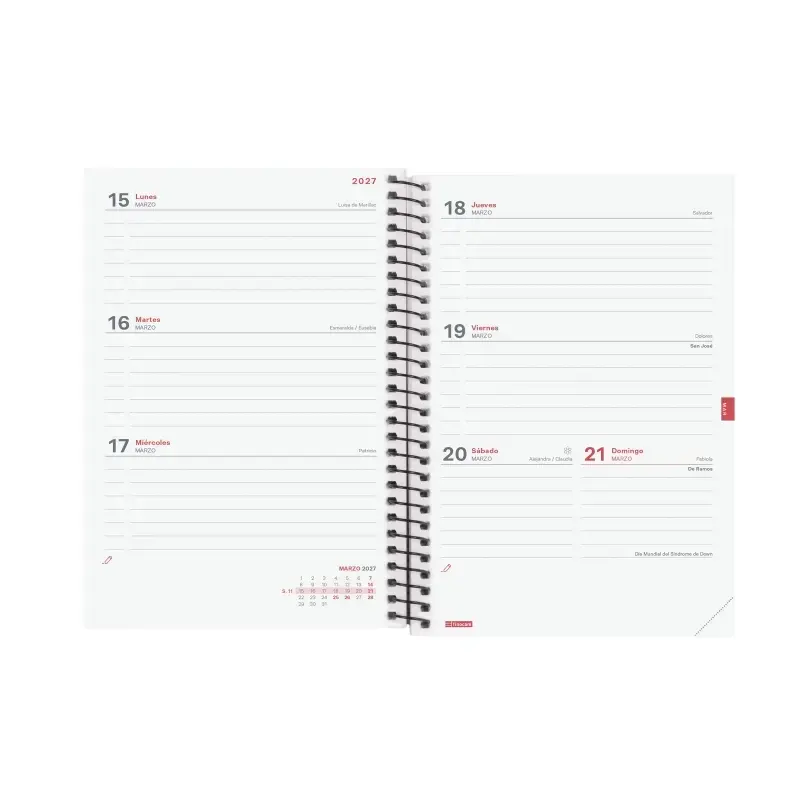 Finocam Espir Agenda Escolar 26/27 - Semana Vista Horizontal - Formato E8 - 120x171mm - Tapas de Polipropileno - Papel de 80g/m2