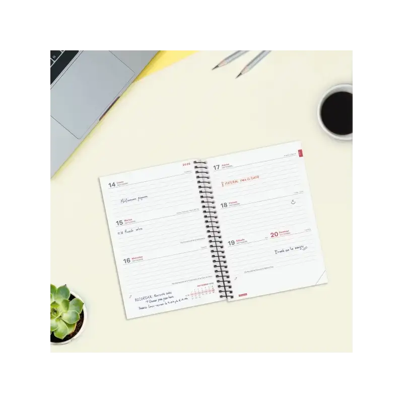 Finocam Espir Agenda Escolar 26/27 - Semana Vista Horizontal - Formato E8 - 120x171mm - Tapas de Polipropileno - Papel de 80g/m2