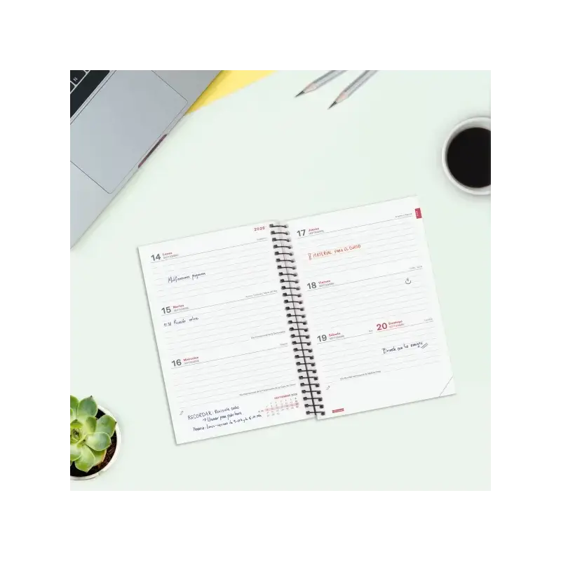 Finocam Espir Agenda Escolar 26/27 - Semana Vista Horizontal - Formato E8 - 120x171mm - Tapas de Polipropileno - Papel de 80g/m2
