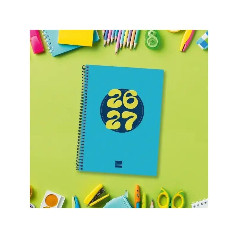 Finocam Cool Agenda Escolar 26/27 - 1 Dia por Pagina - Formato 4º - 155x212mm - Tapas de Carton Forrado - Papel de 80g/m2 - Espi