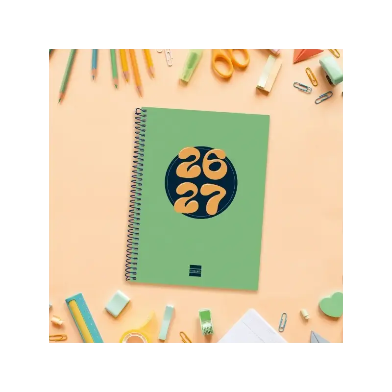 Finocam Cool Agenda Escolar 26/27 - 1 Dia por Pagina - Formato 4º - 155x212mm - Tapas de Carton Forrado - Papel de 80g/m2 - Espi