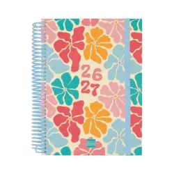 Finocam Diva Agenda Escolar 26/27 - 1 Dia por Pagina - Formato 4º - 155x212mm - Tapas de Carton Forrado - Papel de 80g/m2 - Espi