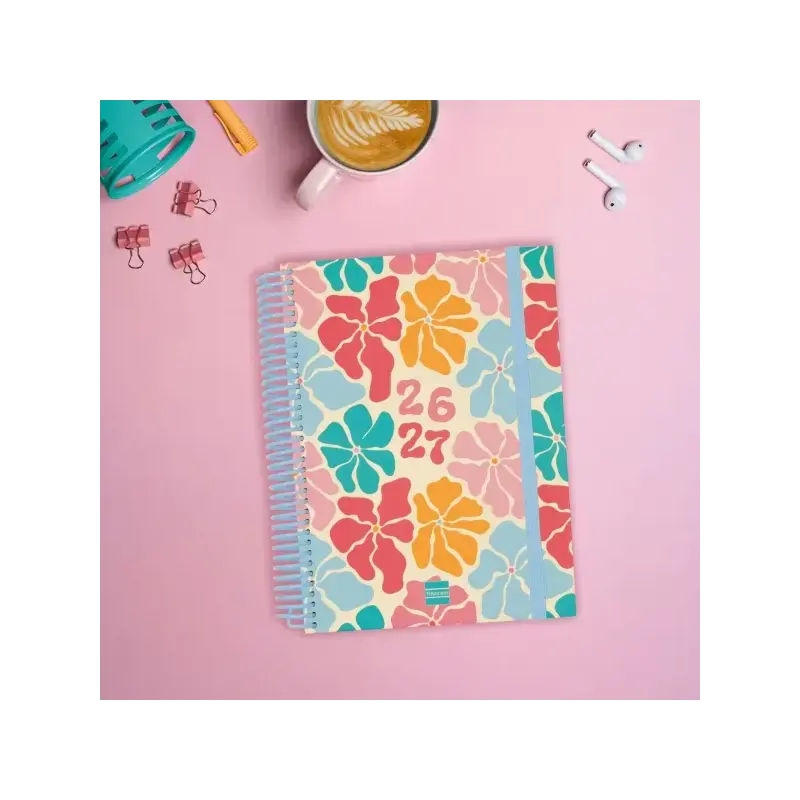 Finocam Diva Agenda Escolar 26/27 - 1 Dia por Pagina - Formato 4º - 155x212mm - Tapas de Carton Forrado - Papel de 80g/m2 - Espi