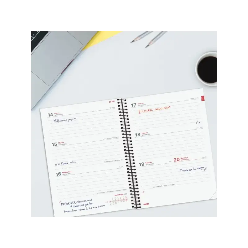 Finocam Espir Agenda Escolar 26/27 - Semana Vista Horizontal - Formato E10 - 155x212mm - Tapas de Polipropileno - Papel de 80g/m