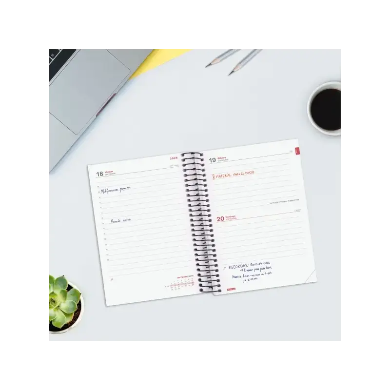 Finocam Espir Agenda Escolar 26/27 - 1 Dia por Pagina - Formato E8 - 120x171mm - Tapas de Polipropileno - Papel de 70g/m2 - Espi