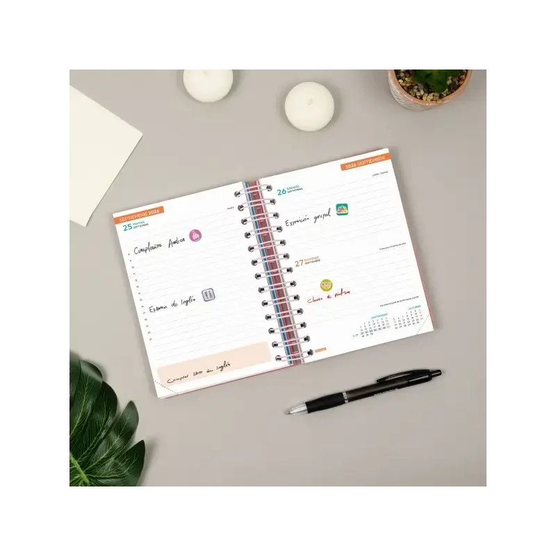 Finocam Cosmo Flex Agenda Escolar 26/27 - 1 Dia por Pagina - Formato 8º - 120x169mm - Tapas de Polipropileno - Papel de 80g/m2 -
