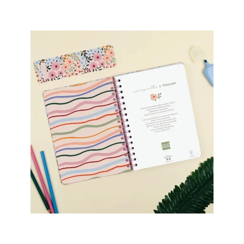 Finocam Moniquilla Agenda Escolar 26/27 - Semana Vista Horizontal - Formato E10 - 155x212mm - Tapa Dura - Papel de 80g/m2 - Espi