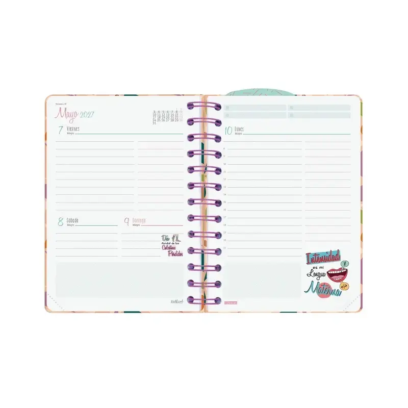 Finocam Talkual Agenda Escolar 26/27 - 1 Dia por Pagina - Formato 8º - 120x169mm - Tapa Dura - Papel de 80g/m2 - Espiral Metalic
