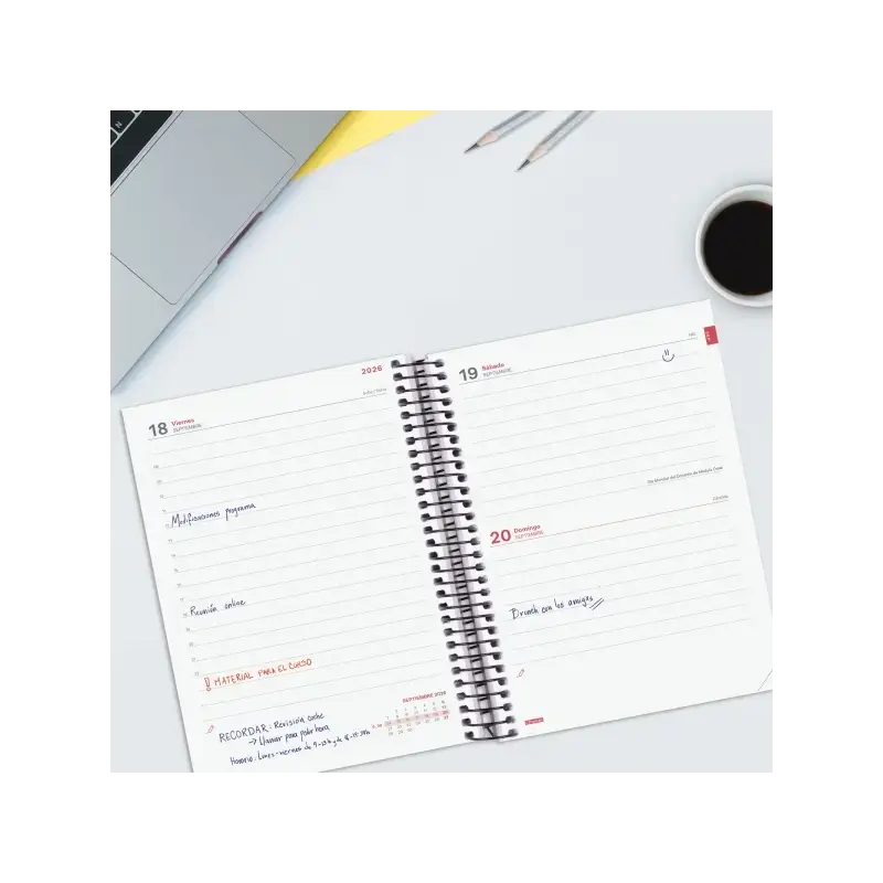 Finocam Espir Agenda Escolar 26/27 - 1 Dia por Pagina - Formato E10 - 155x212mm - Tapas de Polipropileno - Papel de 70g/m2 - Esp
