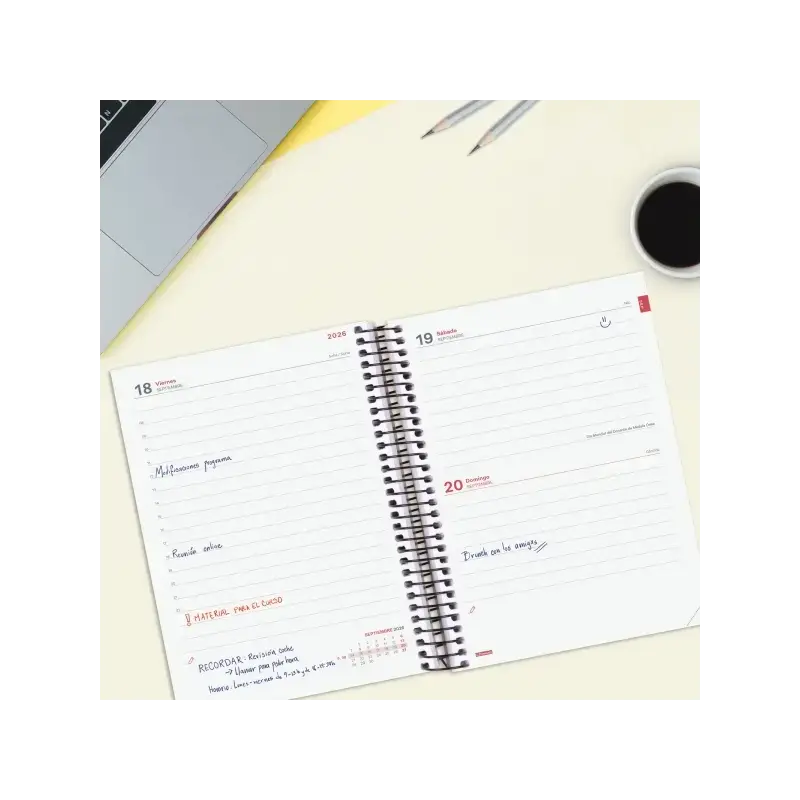 Finocam Espir Agenda Escolar 26/27 - 1 Dia por Pagina - Formato E10 - 155x212mm - Tapas de Polipropileno - Papel de 70g/m2 - Esp