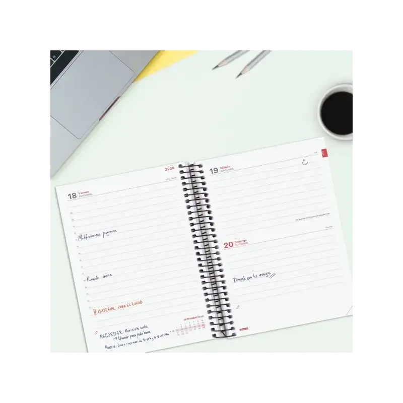 Finocam Espir Agenda Escolar 26/27 - 1 Dia por Pagina - Formato E10 - 155x212mm - Tapas de Polipropileno - Papel de 70g/m2 - Esp