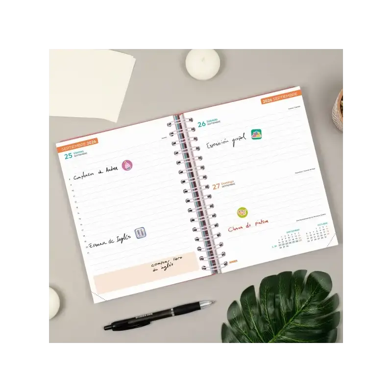 Finocam Cosmo Flex Agenda Escolar 26/27 - 1 Dia por Pagina - Formato 4º - 155x212mm - Tapas de Polipropileno - Papel de 80g/m2 -