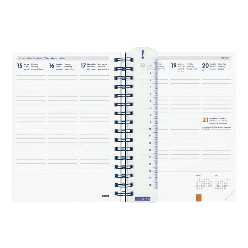 Finocam Institut Agenda Escolar 26/27 - Semana Vista Vertical - Formato 4º - 155x215mm - Tapas de Polipropileno - Papel de 90g/m