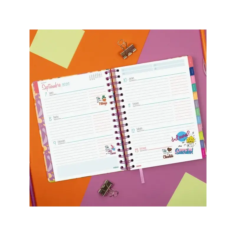 Finocam Talkual Agenda Escolar 26/27 - Semana Vista Horizontal - Formato 4º - 155x217mm - Tapa Dura - Papel de 100g/m2 - Espiral