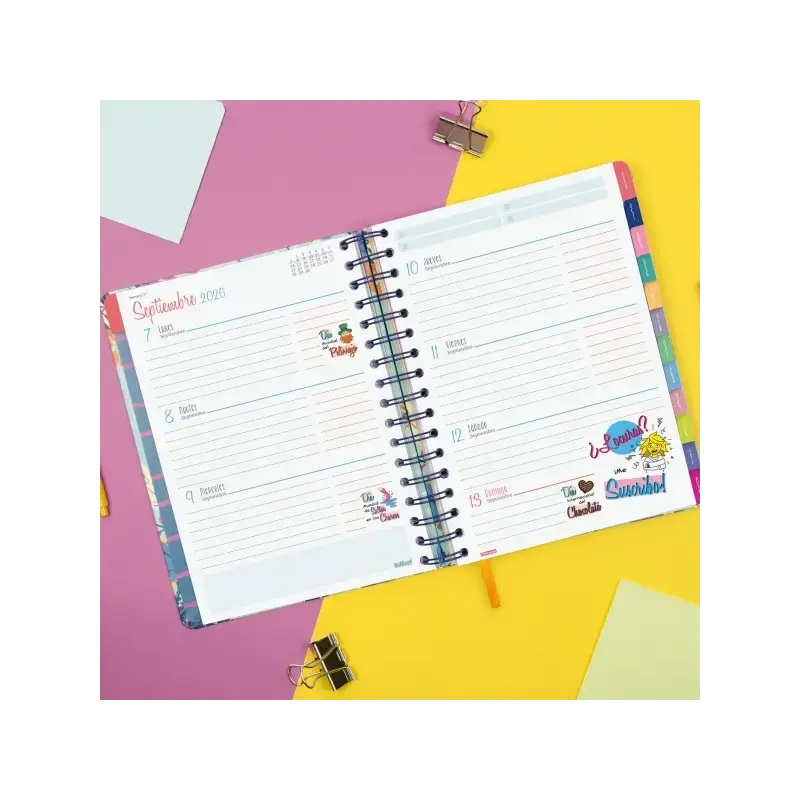 Finocam Talkual Agenda Escolar 26/27 - Semana Vista Horizontal - Formato 4º - 155x217mm - Tapa Dura - Papel de 100g/m2 - Espiral