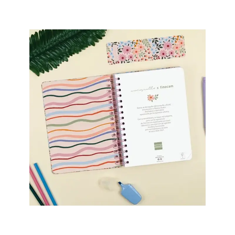 Finocam Moniquilla Agenda Escolar 26/27 - 1 Dia por Pagina - Formato E10 - 155x212mm - Tapa Dura - Papel de 80g/m2 - Espiral Met