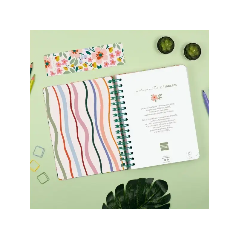 Finocam Moniquilla Agenda Escolar 26/27 - 1 Dia por Pagina - Formato E10 - 155x212mm - Tapa Dura - Papel de 80g/m2 - Espiral Met