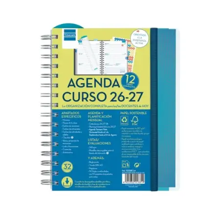 Finocam Magistral Agenda Escolar 26/27 - Semana Vista Horizontal - Formato 4º - 155x212mm - Tapas de Polipropileno - Papel de 80
