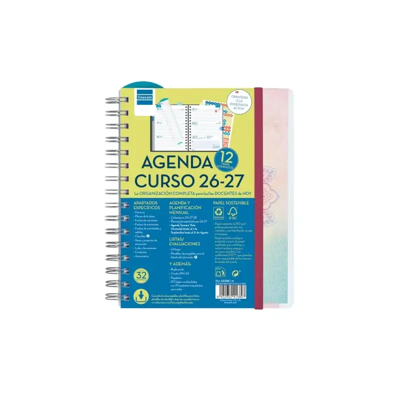 Finocam Magistral Agenda Escolar 26/27 - Semana Vista Horizontal - Formato 4º - 155x212mm - Tapas de Polipropileno - Papel de 80