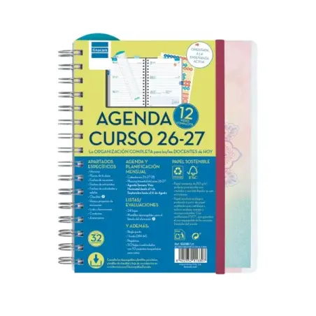 Finocam Magistral Agenda Escolar 26/27 - Semana Vista Horizontal - Formato 4º - 155x212mm - Tapas de Polipropileno - Papel de 80