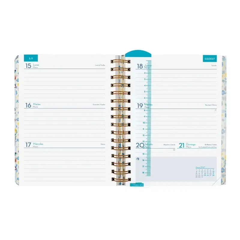 Finocam Magistral Design Agenda Escolar 26/27 - Semana Vista Horizontal - Formato 4º - 155x212mm - Tapas de Carton Forrado - Pap