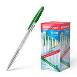 Erichkrause R-301 Boligrafo de Bola Punta 1.0mm - Trazo 0.5mm - Tinta de Secado Rapido - Cuerpo Transparente - Capuchon Ventilad