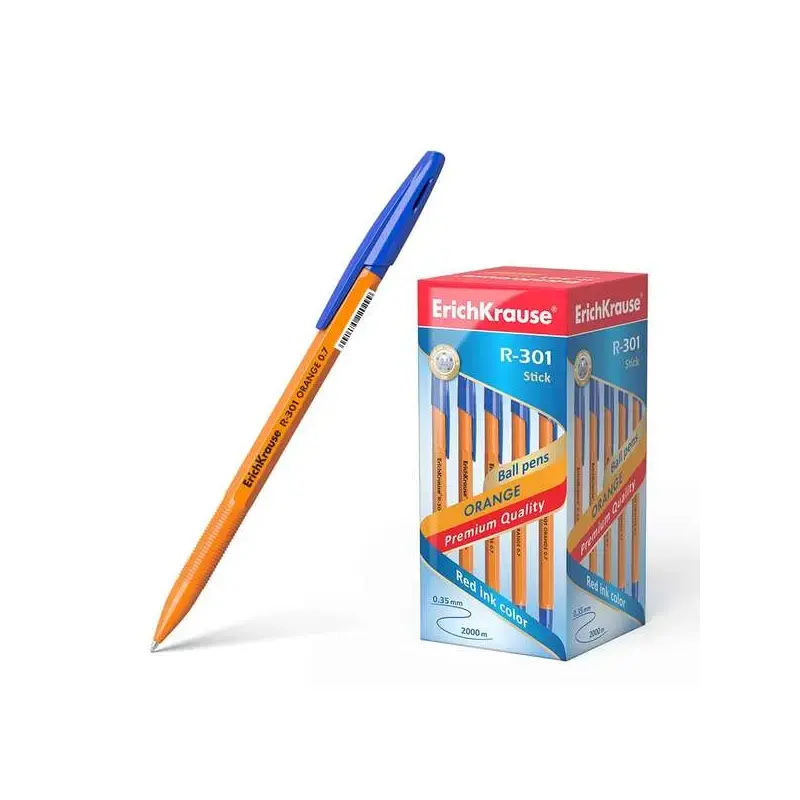 Erichkrause R-301 Boligrafo Orange - Punta de 0.7mm - Trazo de 0.35mm - Tapa Ventilada - Cuerpo Opaco Naranja - Color Azul | Aho
