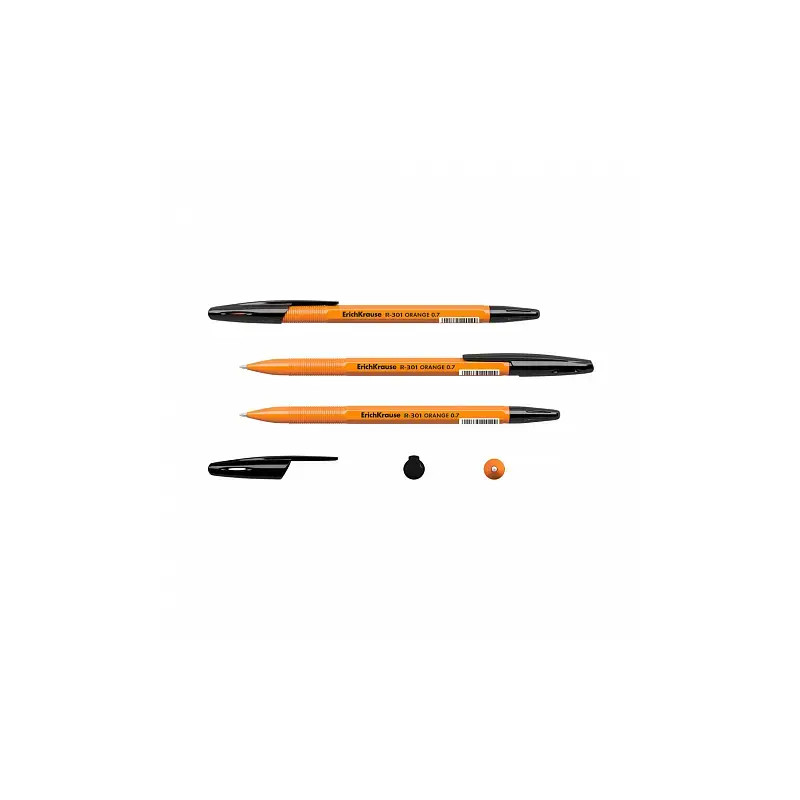 Erichkrause R-301 Boligrafo Orange - Punta de 0.7mm - Trazo de 0.35mm - Tapa Ventilada - Cuerpo Opaco Naranja - Color Negro | Ah