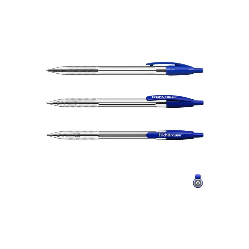 ErichKrause R-301 Matic Boligrafo Retractil Punta de Bola 1.0mm - Tinta de Secado Rapido - Cuerpo Transparente - Color Azul | Ah