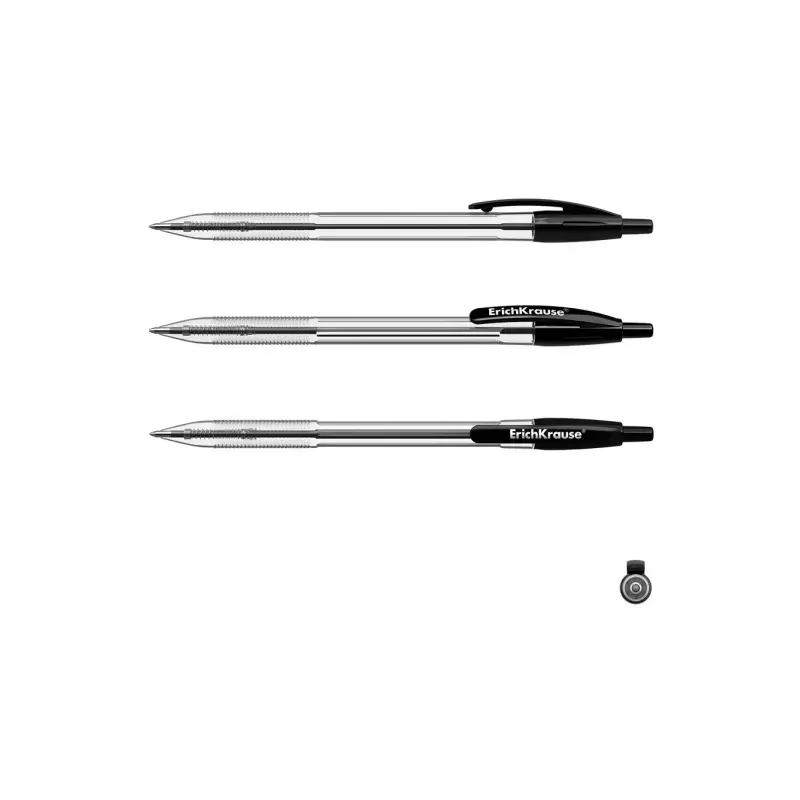 ErichKrause R-301 Matic Boligrafo Retractil Punta de Bola 1.0mm - Tinta de Secado Rapido - Cuerpo Transparente - Color Negro | A
