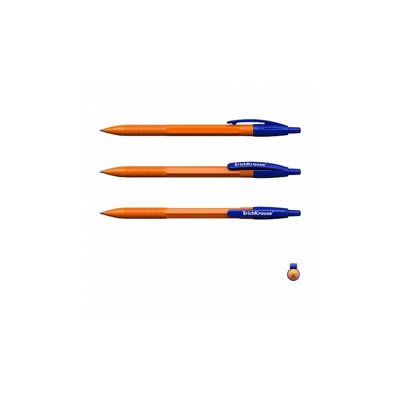 Erichkrause R-301 Naranja Matic Boligrafo Retractil Punta 0.7mm - Cuerpo Hexagonal Opaco - Tinta de Secado Rapido - Color Azul |