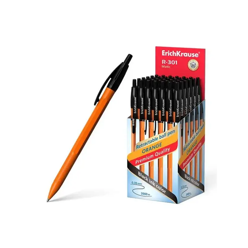 Erichkrause Boligrafo Automatico R-301 Naranja Matic 07 - Cuerpo Hexagonal Opaco - Grip - Punta de 07mm - Tinta de Secado Rapido