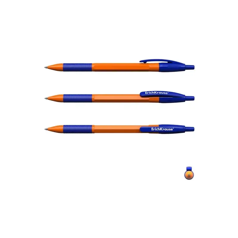 Erichkrause R-301 Naranja Matic&Grip Boligrafo Retractil - Punta de 07mm - Trazo de 0.35mm - Grip de Goma - Tinta de Secado Rapi