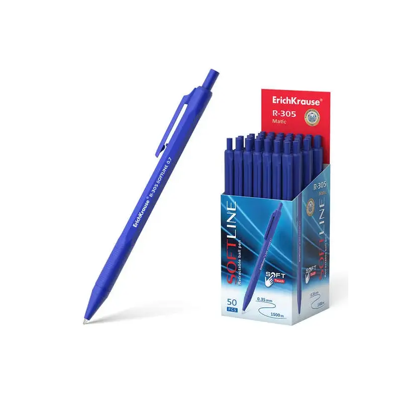 Erichkrause Boligrafo Automatico R-305 - Recargable - Punta de Aguja - Cuerpo Hexagonal Opaco - Tinta de Secado Rapido - Color A