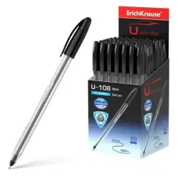 Erichkrause U-108 Boligrafo Clasico - Punta de Bola 1.0mm - Trazo de 0.3mm - Tapa Ventilada - Ultra Glide Technology - Color Neg